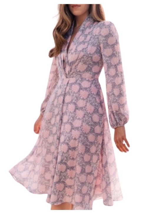 Nordstrom Dresses & Skirts - Gal Meets Glam Lizzie Pink and Navy Floral V-Neck Midi Dress from Nordstrom